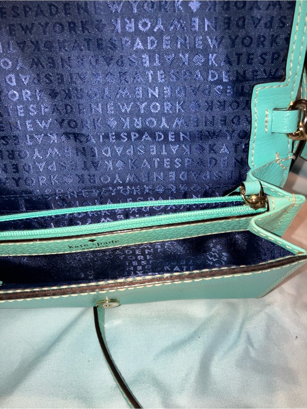 kate spade turquoise pebbled leather crossbody bag teal - Picture 5 of 11